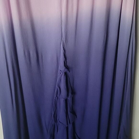 Free People XS Hazy Days Maxi Slip Dress Ombre Sexy Purple Boho Ruffle Coquette - Picture 11 of 15